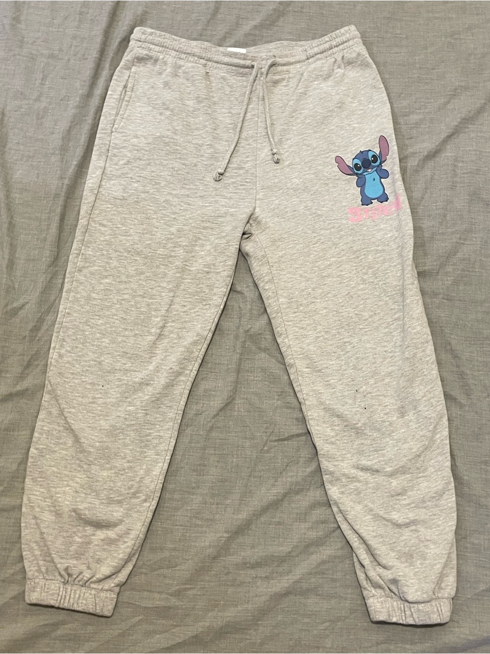 ✨ Disney STITCH Grey Jogger Lounge Sweatpants L